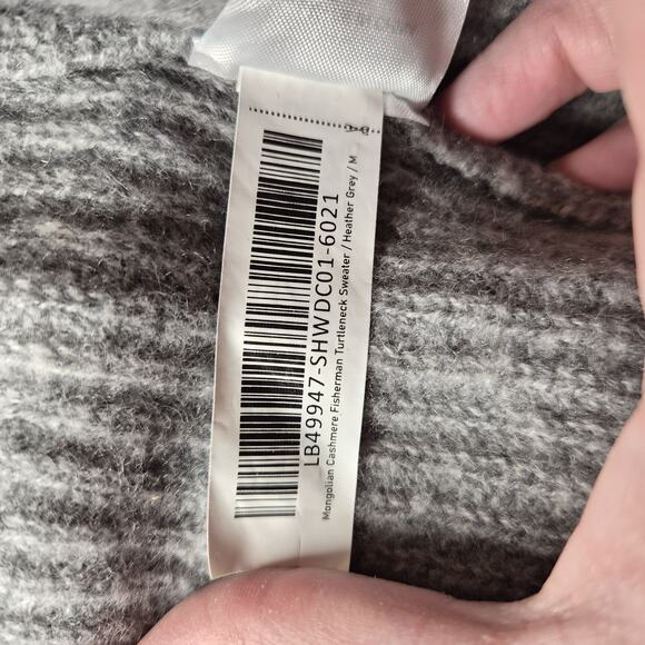Quince Mongolian Cashmere Fisherman Sweater Womens M Grey Turtleneck - Picture 6 of 8